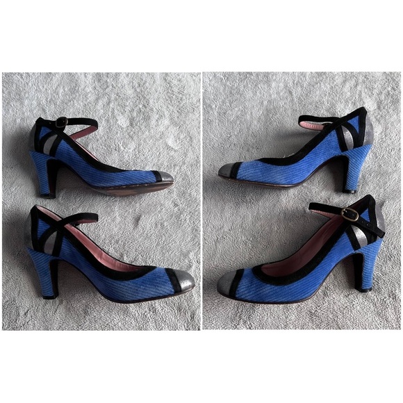 Marc Jacobs Vintage Y2K Corduroy Metallic Suede Mary Jane Pinup Heels 36.5 - Picture 5 of 17